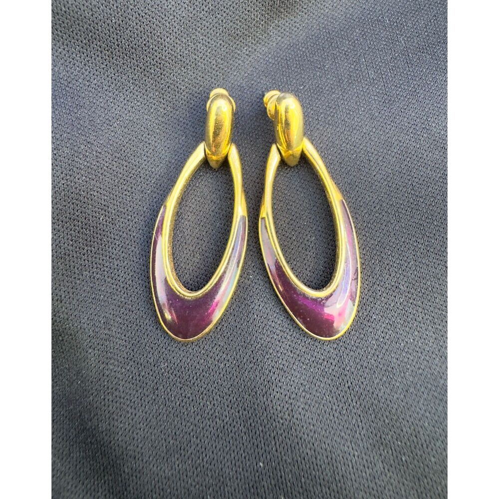 Vintage Crown Trifari Purple and Gold Earrings